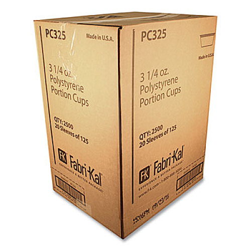 Fabri-Kal Portion Cups, 3.25 oz, Plastic, Translucent, 125/Sleeve, 20 Sleeve/Carton (PC325)