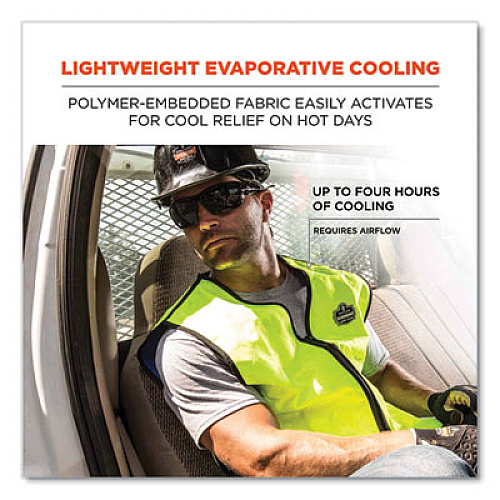 ergodyne Chill-Its 6665 Embedded Polymer Cooling Vest with Zipper, Nylon/Polymer, Large, Lime (12534)