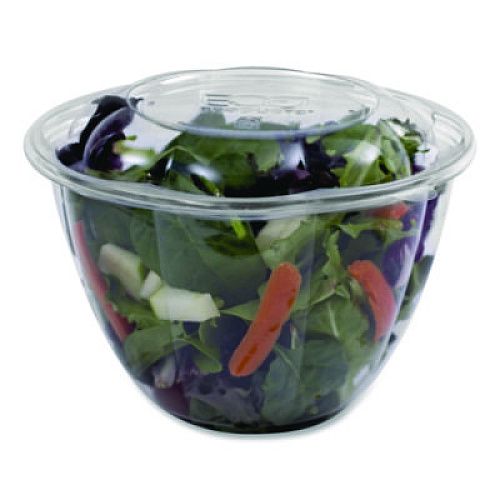 Eco-Products Renewable and Compostable Salad Bowls with Lids, 48 oz, Clear, Plastic, 150/Carton (EPSB48)