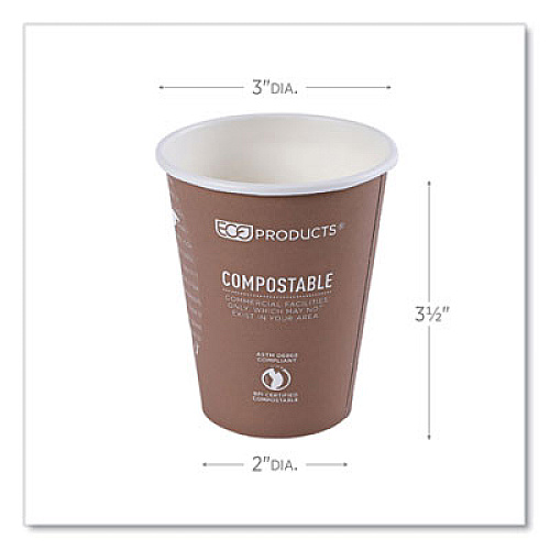 Eco-Products World Art Renewable and Compostable Hot Cups, 8 oz, Paper, Plum, 50/Pack, 20 Packs/Carton (EPBHC8WA)