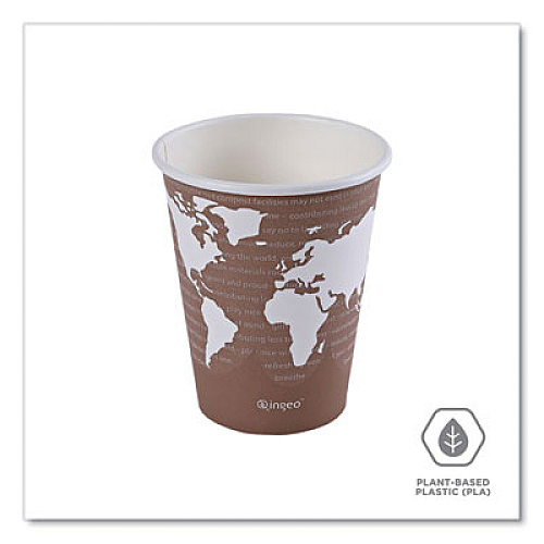 Eco-Products World Art Renewable and Compostable Hot Cups, 8 oz, Paper, Plum, 50/Pack (EPBHC8WAPK)