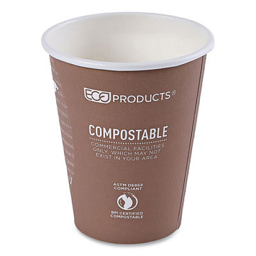 Eco-Products World Art Renewable and Compostable Hot Cups, 8 oz, Paper, Plum, 50/Pack (EPBHC8WAPK)