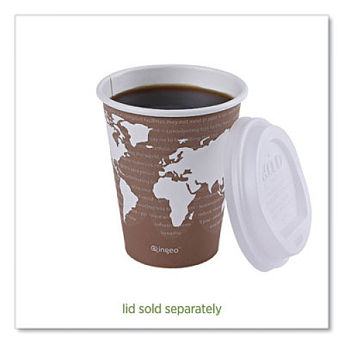 Eco-Products World Art Renewable and Compostable Hot Cups, 8 oz, Paper, Plum, 50/Pack (EPBHC8WAPK)