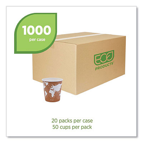Eco-Products World Art Renewable and Compostable Hot Cups, 10 oz, Paper, Rust, 50/Pack, 20 Packs/Carton (EPBHC10WA)