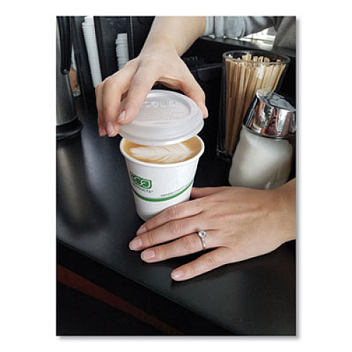 Eco-Products GreenStripe Renewable and Compostable Hot Cups, 12 oz, Paper, White/Green, 50/Pack, 20 Packs/Carton (EPBHC12GS)