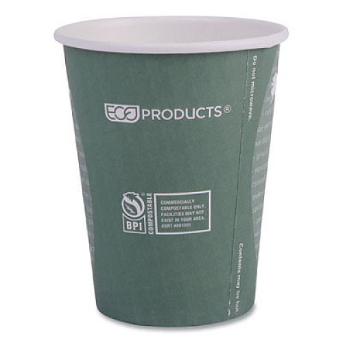 Eco-Products World Art Renewable and Compostable Hot Cups, 12 oz, Paper, Sage, 50/Pack, 20 Packs/Carton (EPBHC12WA)