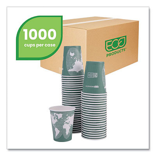 Eco-Products World Art Renewable and Compostable Hot Cups, 12 oz, Paper, Sage, 50/Pack (EPBHC12WAPK)