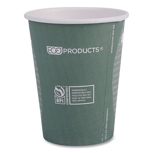 Eco-Products World Art Renewable and Compostable Hot Cups, 12 oz, Paper, Sage, 50/Pack (EPBHC12WAPK)