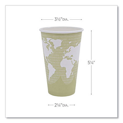 Eco-Products World Art Renewable and Compostable Hot Cups, 16 oz, Paper, Tan, 50/Pack, 20 Packs/Carton (EPBHC16WA)