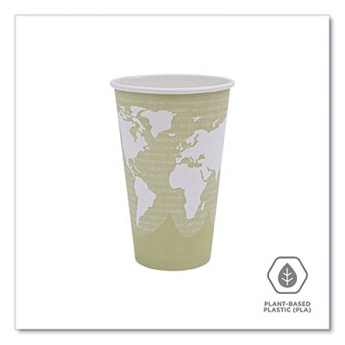 Eco-Products World Art Renewable and Compostable Hot Cups, 16 oz, Paper, Tan, 50/Pack, 20 Packs/Carton (EPBHC16WA)
