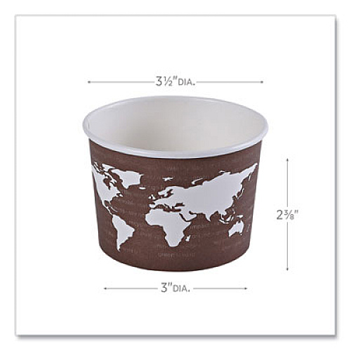 Eco-Products World Art Renewable and Compostable Food Container, 8 oz, 3.04" Diameter x 2.3" h, Plum, Paper, 50/Pack, 20 Packs/Carton (EPBSC8WA)