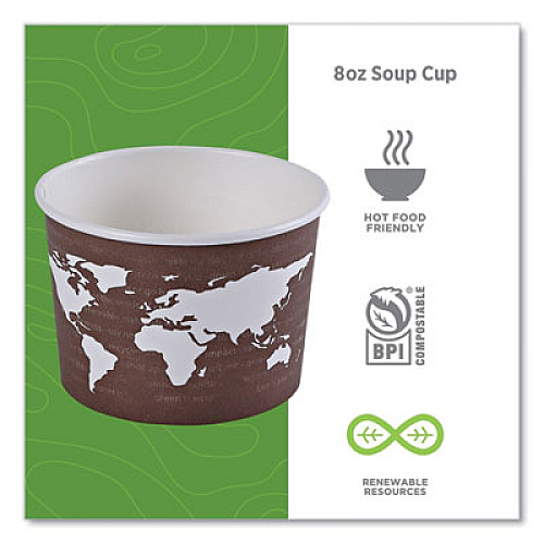 Eco-Products World Art Renewable and Compostable Food Container, 8 oz, 3.04" Diameter x 2.3" h, Plum, Paper, 50/Pack, 20 Packs/Carton (EPBSC8WA)