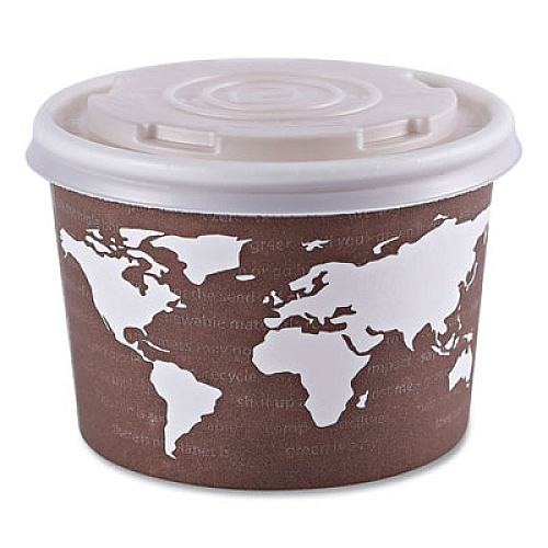 Eco-Products World Art Renewable and Compostable Food Container, 8 oz, 3.04" Diameter x 2.3" h, Plum, Paper, 50/Pack, 20 Packs/Carton (EPBSC8WA)