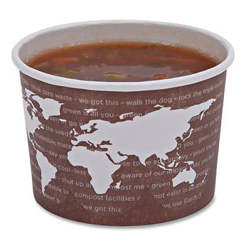 Eco-Products World Art Renewable and Compostable Food Container, 8 oz, 3.04" Diameter x 2.3" h, Plum, Paper, 50/Pack, 20 Packs/Carton (EPBSC8WA)
