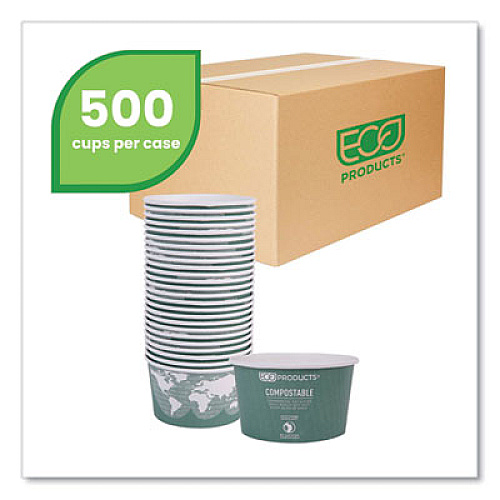 Eco-Products World Art Renewable and Compostable Food Container, 12 oz, 4.05" Diameter x 2.5" h, Moss, Paper, 25/Pack, 20 Packs/Carton (EPBSC12WA)