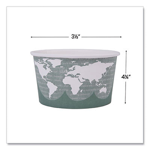 Eco-Products World Art Renewable and Compostable Food Container, 12 oz, 4.05" Diameter x 2.5" h, Moss, Paper, 25/Pack, 20 Packs/Carton (EPBSC12WA)