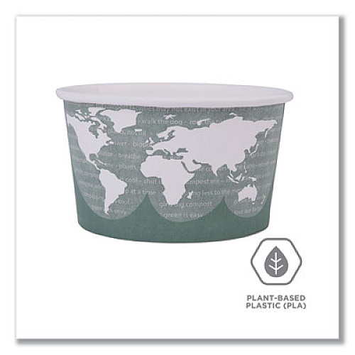 Eco-Products World Art Renewable and Compostable Food Container, 12 oz, 4.05" Diameter x 2.5" h, Moss, Paper, 25/Pack, 20 Packs/Carton (EPBSC12WA)