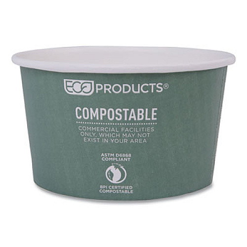 Eco-Products World Art Renewable and Compostable Food Container, 12 oz, 4.05" Diameter x 2.5" h, Moss, Paper, 25/Pack, 20 Packs/Carton (EPBSC12WA)