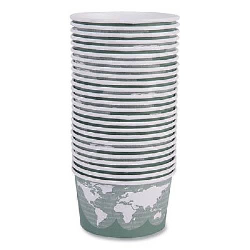 Eco-Products World Art Renewable and Compostable Food Container, 12 oz, 4.05" Diameter x 2.5" h, Moss, Paper, 25/Pack, 20 Packs/Carton (EPBSC12WA)