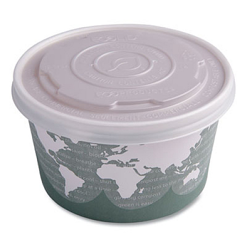 Eco-Products World Art Renewable and Compostable Food Container, 12 oz, 4.05" Diameter x 2.5" h, Moss, Paper, 25/Pack, 20 Packs/Carton (EPBSC12WA)
