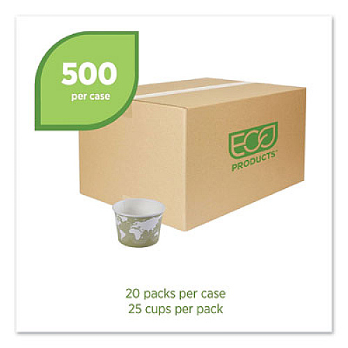 Eco-Products World Art Renewable and Compostable Food Container, 16 oz, 4.05" Diameter x 3" h, Sage, Paper, 25/Pack, 20 Packs/Carton (EPBSC16WA)