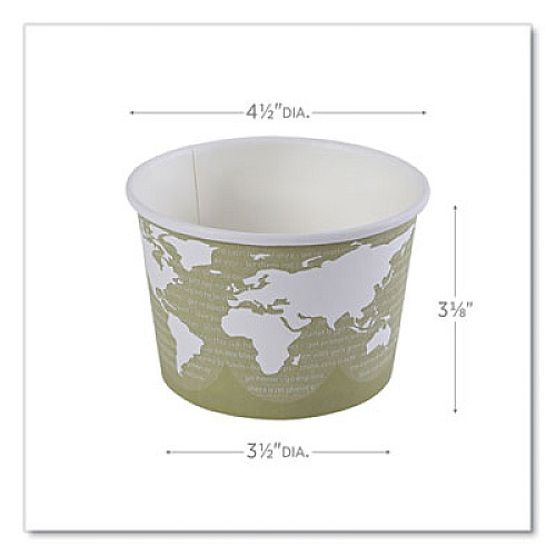 Eco-Products World Art Renewable and Compostable Food Container, 16 oz, 4.05" Diameter x 3" h, Sage, Paper, 25/Pack, 20 Packs/Carton (EPBSC16WA)