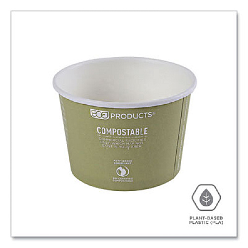 Eco-Products World Art Renewable and Compostable Food Container, 16 oz, 4.05" Diameter x 3" h, Sage, Paper, 25/Pack, 20 Packs/Carton (EPBSC16WA)