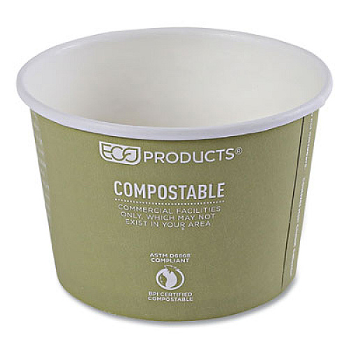 Eco-Products World Art Renewable and Compostable Food Container, 16 oz, 4.05" Diameter x 3" h, Sage, Paper, 25/Pack, 20 Packs/Carton (EPBSC16WA)