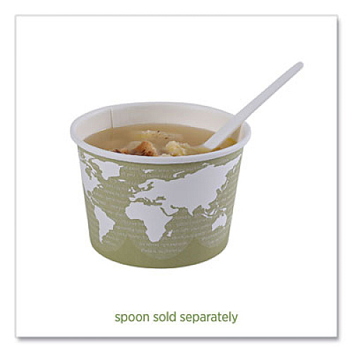 Eco-Products World Art Renewable and Compostable Food Container, 16 oz, 4.05" Diameter x 3" h, Sage, Paper, 25/Pack, 20 Packs/Carton (EPBSC16WA)