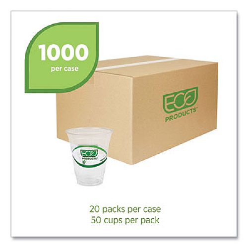 Eco-Products GreenStripe Renewable and Compostable Cold Cups, 12 oz, Plastic, Clear, 50/Pack, 20 Packs/Carton (EPCC12GS)
