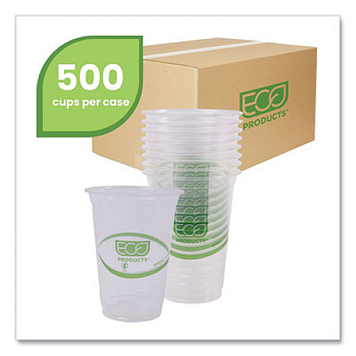 Eco-Products GreenStripe Renewable and Compostable Cold Cups, 16 oz, Plastic, Clear, 50/Pack, 20 Packs/Carton (EPCC16GS)