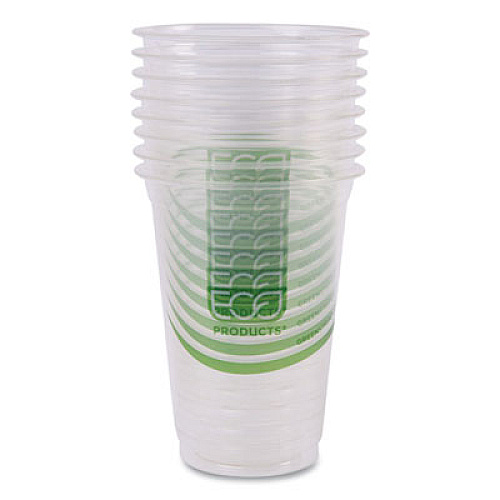 Eco-Products GreenStripe Renewable and Compostable Cold Cups, 16 oz, Plastic, Clear, 50/Pack, 20 Packs/Carton (EPCC16GS)