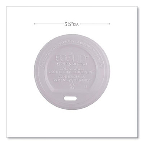 Eco-Products EcoLid Renewable/Compostable Hot Cup Lids, Fits 8 oz Hot Cups, Plastic, White, 50/Packs, 16 Packs/Carton (EPECOLID8)