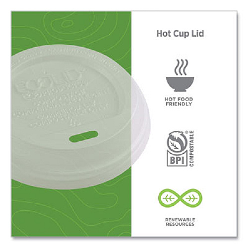 Eco-Products EcoLid Renewable/Compostable Hot Cup Lids, Fits 8 oz Hot Cups, Plastic, White, 50/Packs, 16 Packs/Carton (EPECOLID8)