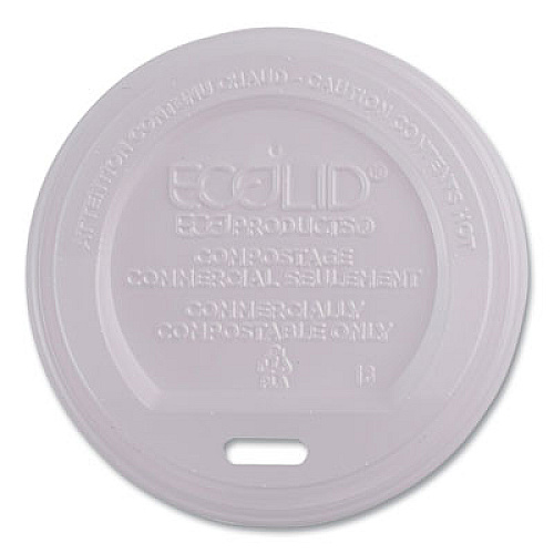 Eco-Products EcoLid Renewable/Compostable Hot Cup Lids, Fits 8 oz Hot Cups, Plastic, White, 50/Packs, 16 Packs/Carton (EPECOLID8)