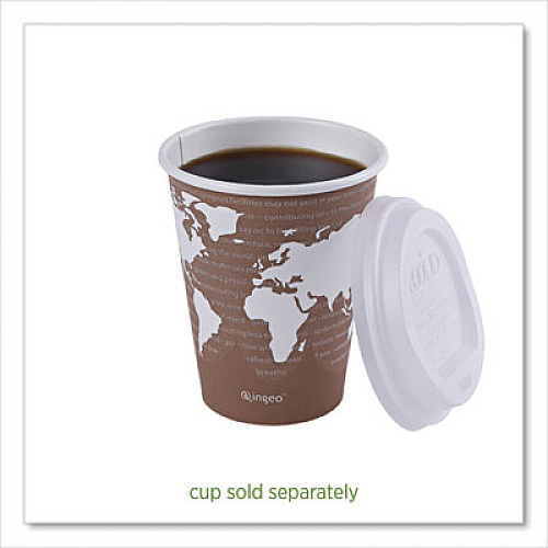 Eco-Products EcoLid Renewable/Compostable Hot Cup Lids, Fits 8 oz Hot Cups, Plastic, White, 50/Packs, 16 Packs/Carton (EPECOLID8)