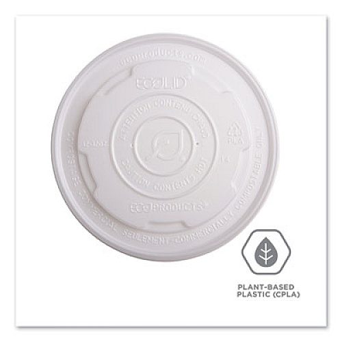 Eco-Products World Art PLA-Laminated Soup Container Lids, For 12 oz to 32 oz Containers, White, Plastic, 50/Pack, 10 Packs/Carton (EPECOLIDSPL)