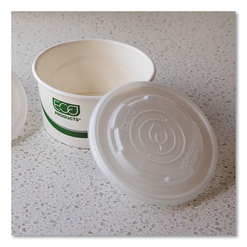 Eco-Products World Art PLA-Laminated Soup Container Lids, For 12 oz to 32 oz Containers, White, Plastic, 50/Pack, 10 Packs/Carton (EPECOLIDSPL)