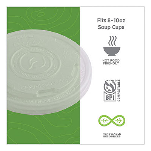 Eco-Products World Art PLA-Laminated Soup Container Lids, Fits 8 oz, Translucent, Plastic, 50/Pack, 20 Packs/Carton (EPECOLIDSPS)