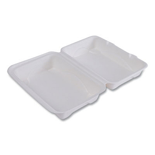 Eco-Products Vanguard Renewable and Compostable Sugarcane Clamshells, 9 x 6 x 3, White, 250/Carton (EPHC96NFA)