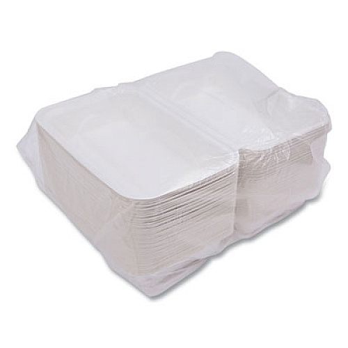 Eco-Products Vanguard Renewable and Compostable Sugarcane Clamshells, 9 x 6 x 3, White, 250/Carton (EPHC96NFA)