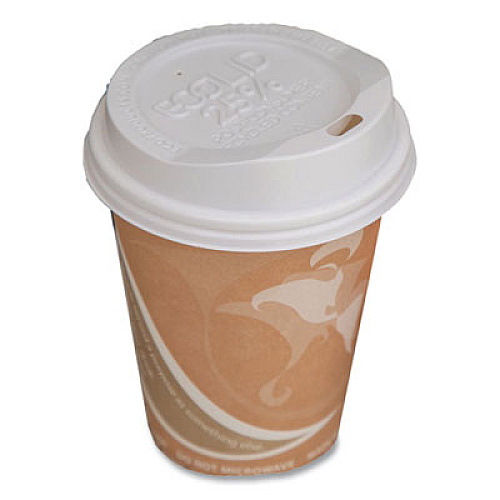 Eco-Products EcoLid 25% Recycled Content Hot Cup Lid, Fits 8 oz Hot Cups, Plastic, White, 100/Pack, 10 Packs/Carton (EPHL8WR)
