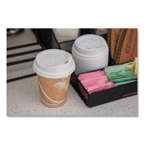 Eco-Products EcoLid 25% Recycled Content Hot Cup Lid, Fits 8 oz Hot Cups, Plastic, White, 100/Pack, 10 Packs/Carton (EPHL8WR)