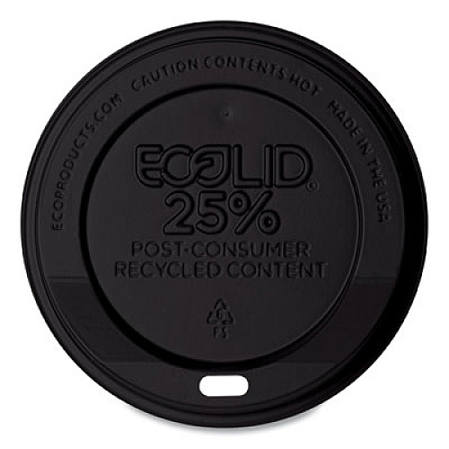 Eco-Products EcoLid 25% Recycled Content Hot Cup Lid, Fits 10 oz to 20 oz Hot Cups, Plastic, Black, 100/Pack, 10 Packs/Carton (EPHL16BR)