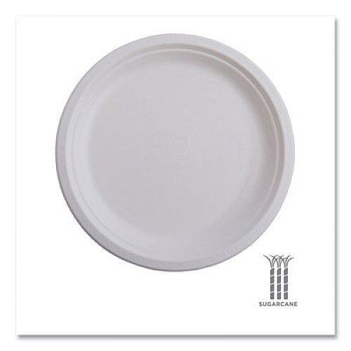 Eco-Products Vanguard Renewable and Compostable Sugarcane Plates, 6" dia, White, 1,000/Carton (EPP016NFA)