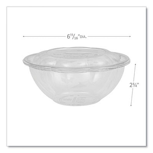 Eco-Products Renewable and Compostable Salad Bowls with Lids, 24 oz, Clear, Plastic, 50/Pack, 3 Packs/Carton (EPSB24)