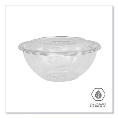 Eco-Products Renewable and Compostable Salad Bowls with Lids, 24 oz, Clear, Plastic, 50/Pack, 3 Packs/Carton (EPSB24)
