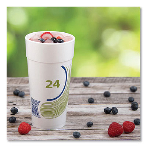 Dart Breeze Hot/Cold Insulated Foam Drinking Cups, 24 oz, Green/White/Blue, 500/Carton (24J16B)