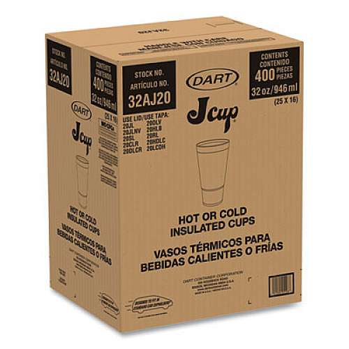 Dart Breeze Hot/Cold Insulated Foam Drinking Cups, Pedestal Cup, 32 oz, Teal/White/Blue, 400/Carton (32AJ20B)