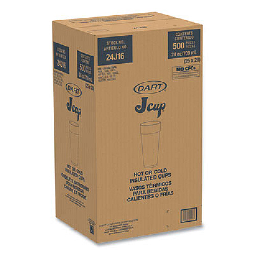 Dart Breeze Hot/Cold Insulated Foam Drinking Cups, 24 oz, Green/White/Blue, 500/Carton (24J16B)